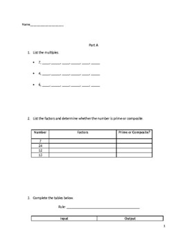 Preview of Multiples and Factors Review