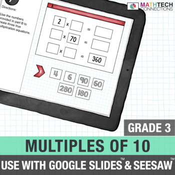 Preview of Multiples of 10 - 3rd Grade Digital Math Activities for Google Slides Test Prep