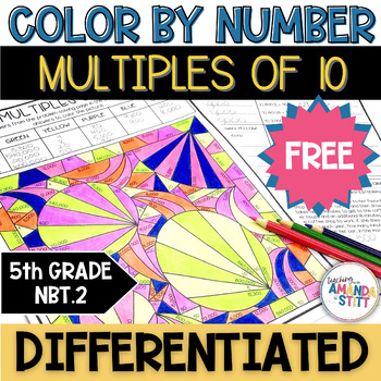 Preview of Multiples of 10 Decimal Place Value - 5th Grade Independent Work Stations FREE