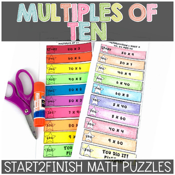 Preview of Multiples of 10 Math Puzzles Multiplying by Ten Math Puzzles