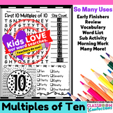 Multiples of 10 Word Search Puzzle Activity Morning Work E