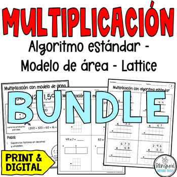 Preview of Multiplicación - Modelo de área - Lattice - Multiplication in Spanish - 2 digits