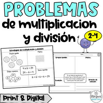 Preview of Multiplicación y división - Multiplication and Division Word Problems in Spanish