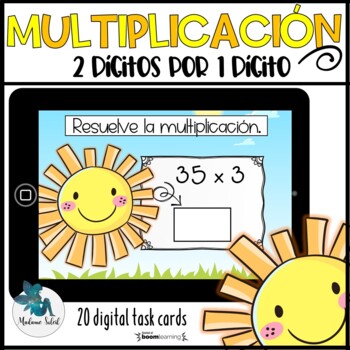 Preview of Multiplicación (2 dígitos por 1 dígito) Boom Cards