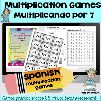 Preview of Spanish Multiplication Games - Multiplication Fact Fluency - Multiplicando por 7