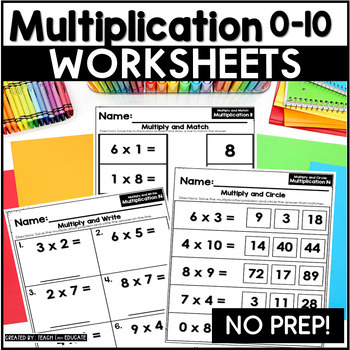 Preview of Multiplication 0-10 Math Facts Worksheets | 3rd Grade | No Prep