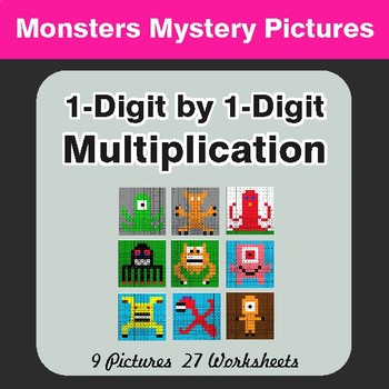 Multiplication: 1-Digit by 1-Digit - Color-By-Number Math Mystery Pictures