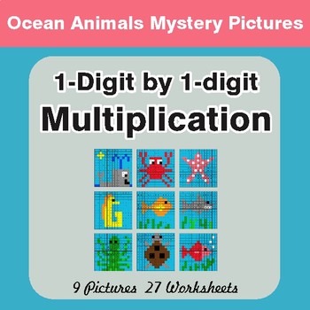 Multiplication: 1-Digit by 1-Digit - Color-By-Number Math Mystery Pictures