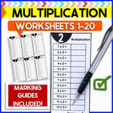 Multiplication 1 to 20 practice or pre-test mini worksheet