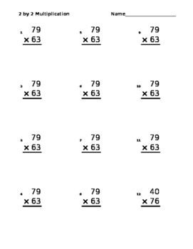 Preview of Multiplication 2×2 Randomly Generated.     A new worksheet every time opened!