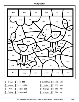 multiplication 2 digit by 1 digit color by number coloring pages