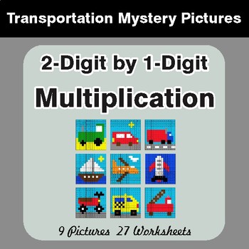 Multiplication: 2-Digit by 1-Digit - Color-By-Number Math Mystery Pictures