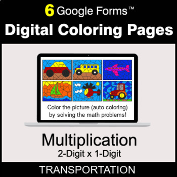 Preview of Multiplication 2-Digit by 1-Digit - Digital Coloring Pages | Google Forms