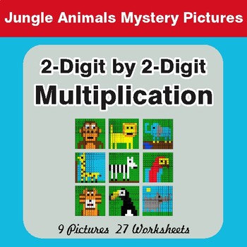 Multiplication: 2-Digit by 2-Digit - Color-By-Number Math Mystery Pictures