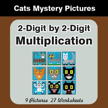 Multiplication: 2-Digit by 2-Digit - Color-By-Number Math Mystery Pictures
