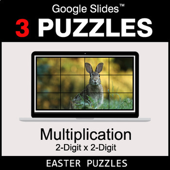 Preview of Multiplication 2-Digit by 2-Digit - Google Slides - Easter Puzzles