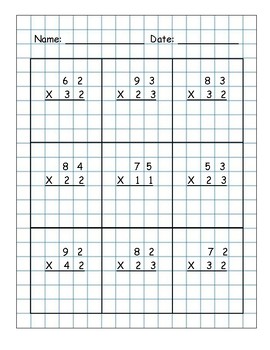 multiplication 2 x 2 digit no regrouping graph 5 multiply worksheet packet 2