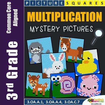 Preview of Introducing Multiplication 3rd Grade Coloring Pages Hidden Picture Review Center