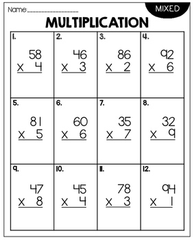 multiplication worksheets by teaching second grade tpt