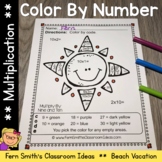 Color By Number Multiplication Beach Vacation Fun