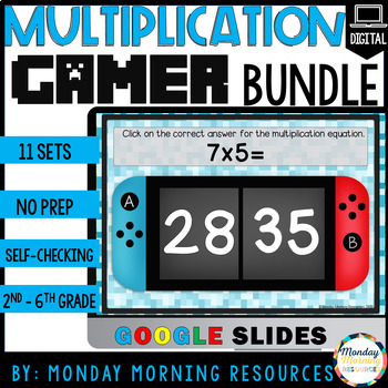 Preview of Multiplication Practice 2X-12X Gaming Google Slides  - Times Table Bundle