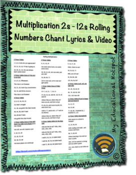 Preview of Multiplication 2s - 12s Rolling Numbers Chant Lyrics & Video