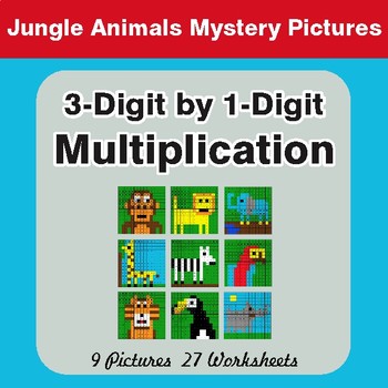 Multiplication: 3-Digit by 1-Digit - Color-By-Number Math Mystery Pictures