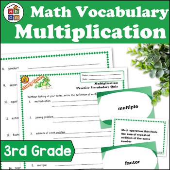 Preview of Multiplication | 3rd Grade Math Vocabulary Study Guide Materials and Quizzes