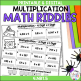 Multiplication 4NBT5 Halloween Riddle Worksheet Activities