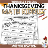 Multiplication 4NBT5 Thanksgiving Riddle Worksheet Activit