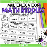 Multiplication 5NBT5 Halloween Riddle Worksheet Activities