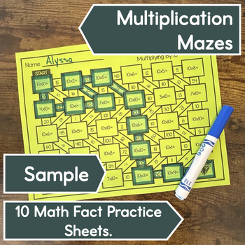 Preview of Multiplication Activity Mazes/Math Practice SAMPLE SET