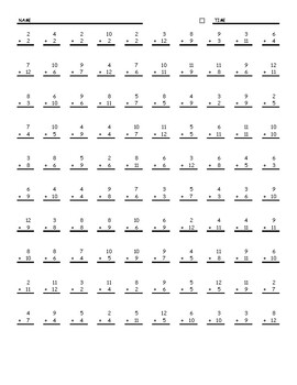 Preview of Multiplication & AdditionTimed Test