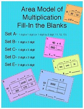 Preview of Multiplication Area Model Fill-In