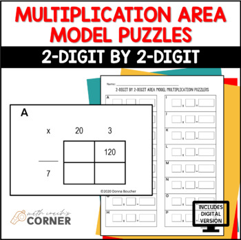 Preview of 2-Digit by 2-Digit Multiplication Area Model Puzzle Task Cards
