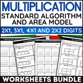 Area Model Multiplication and Standard Form Worksheets 2x1