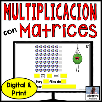 Preview of Multiplication  Array Model in Spanish - Google Classroom- Matrices