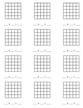 multiplication arrays blank up to 5x5 by created for learning tpt