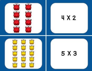 multiplication arrays matching cards by the froggy factory tpt