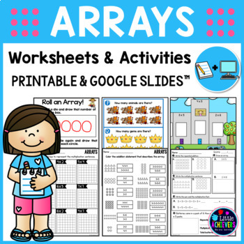 Preview of Multiplication Arrays Worksheets & Google Slides (Repeated Addition Worksheets)