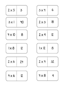 Multiplication Arrays and Product Dominoes 1X-4X by K Silverman | TpT