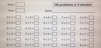 Preview of Multiplication Assessment to check mastery of times tables