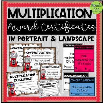 Preview of Multiplication Award Certificates