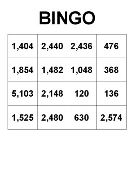 Multiplication BINGO, 1 digit x 2-3 digit multi-digit (version 3)