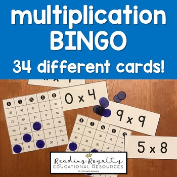 Preview of Multiplication BINGO - 34 different cards (mixed factors 0-12)