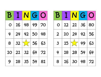Multiplication BINGO (Facts 0-9) by Erin Stephan Snazzy in Second