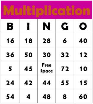 Multiplication BINGO- For Numbers 4, 5, & 6 by Literacy Mobility