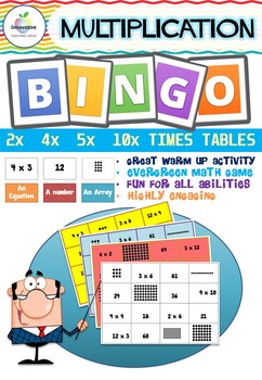 Preview of Multiplication BINGO Game | Factors 2, 4, 5, 10 | Times Tables | Division | Math