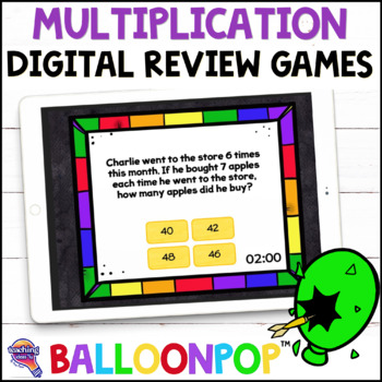 Preview of 3rd Grade Multiplication Digital Math Review Games BalloonPop™, Set 1