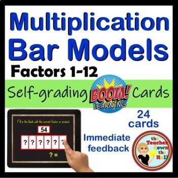 Preview of Multiplication Bar Models Boom Cards Digital Multiplication Activity